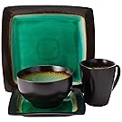 Gibson Elite Ocean Paradise 16-Piece Dinnerware Set, Jade