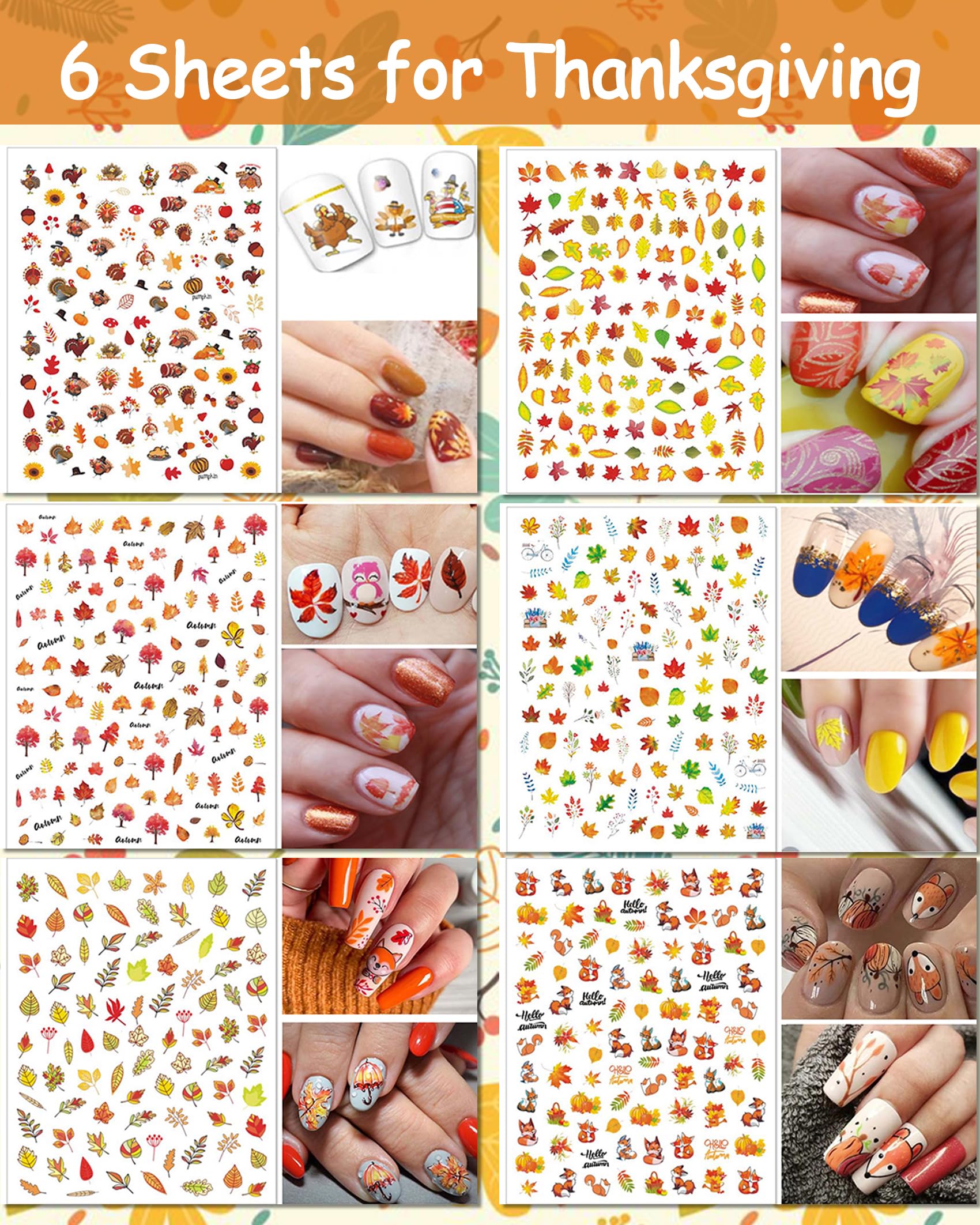 TailaiMei 30 Sheet All Holidays Nail Art Stickers, Christmas Mixed Seasons Variety Pack for Valentine's Day Halloween Fall Nail Decals, Self-Adhesive Year-Round Thanksgiving Nail Decorations - Image 3