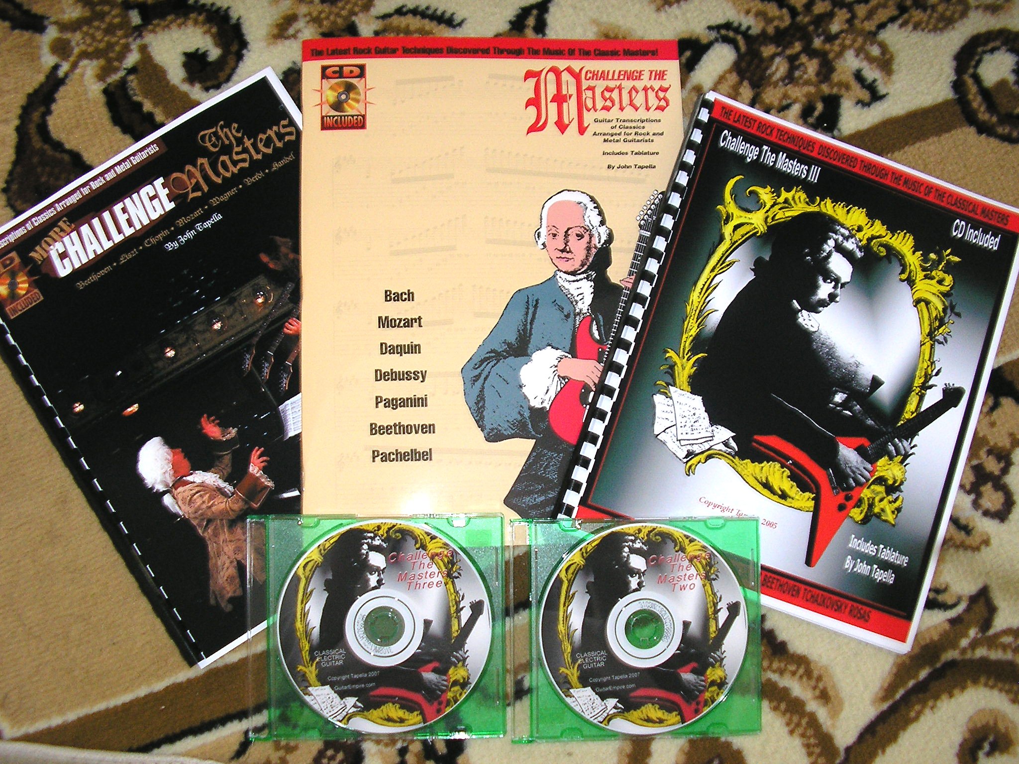 Mozart Bach And Paganini For Electric Guitar Challenge The Masters 3 Books 3 Cds Challenge The Masters Trilogy 4 Added Songs John Tapella Amazon Com Books