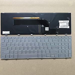 Sierra Blackmon US Layout Laptop Keyboard for Dell Inspiron 15-7000 7537 Series Silver Framed with Backlight NSK-LG0BW 9Z.NAUBW.01D