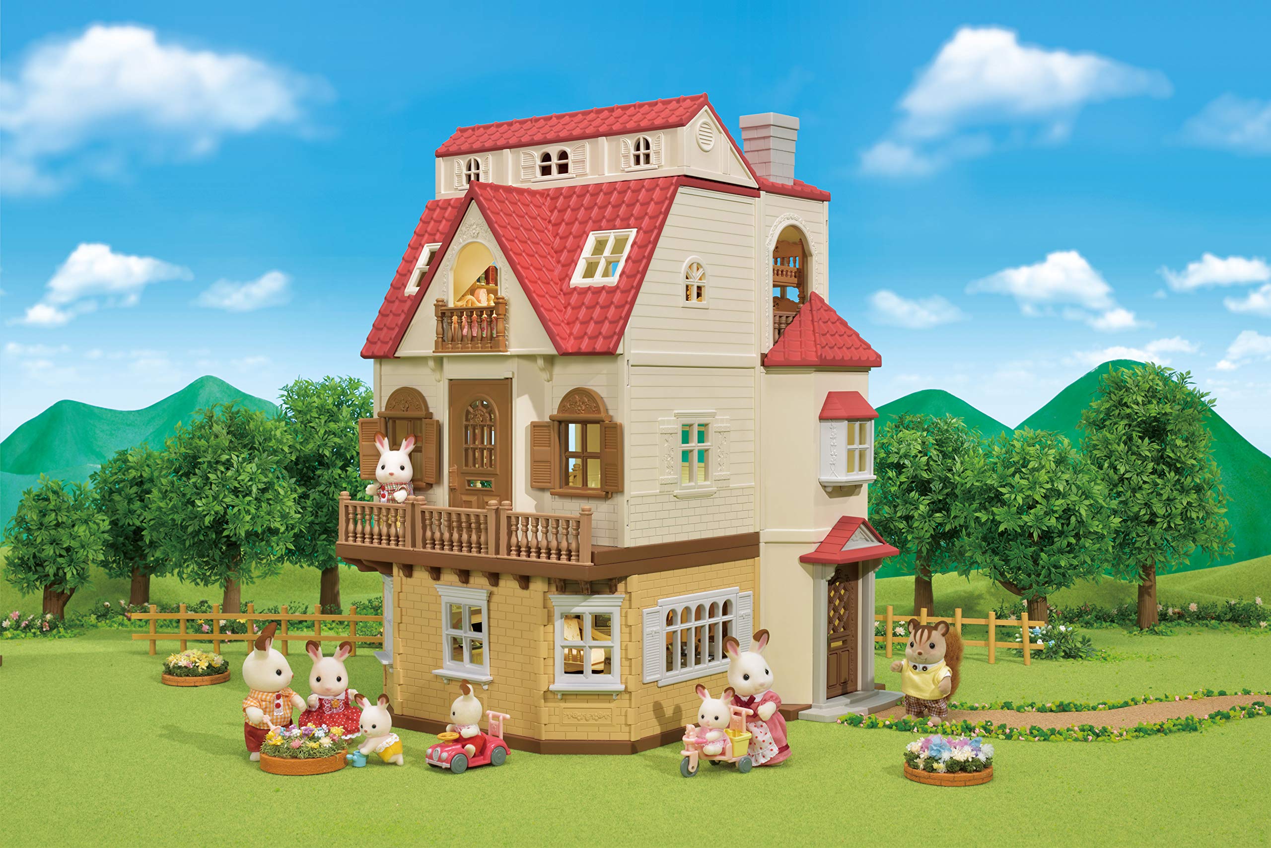 sylvanian families beechwood hall & cosy cottage gift set
