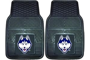 FANMATS 13263 UConn Huskies 2-Piece Heavy Duty Vinyl Car Mat Set, Front Row Floor Mats, All Weather Protection, Universal Fit, Deep Resevoir Design