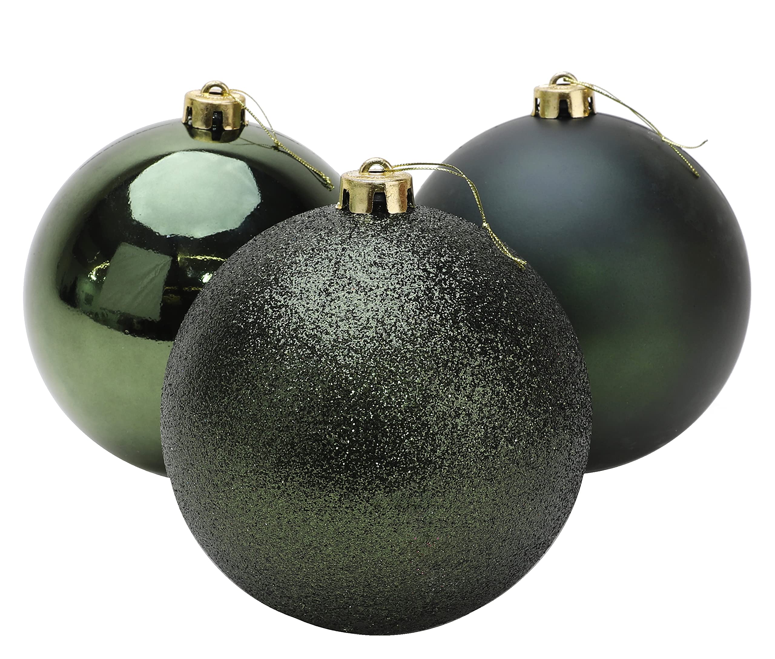 Christmas Concepts® 3-150mm (6") Extra Large Baubles - Shiny, Matte & Glitter Design - Christmas Decorations (Forrest Green)