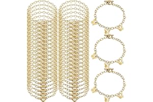 Hicarer 45 Pieces Bracelet Chains with OT Toggle Clasp Stainless Steel Bracelet Link Chains DIY Jewelry Making Supplies for Women Jewelry Crafts(Gold)