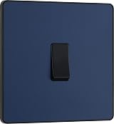 BG Electrical Single Wall Light Switch 2 Way Screwless Front Plate Matt Blue