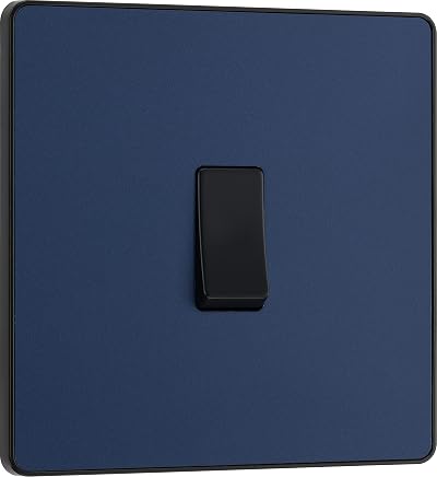 BG Electrical Single Wall Light Switch 2 Way Screwless Front Plate Matt Blue