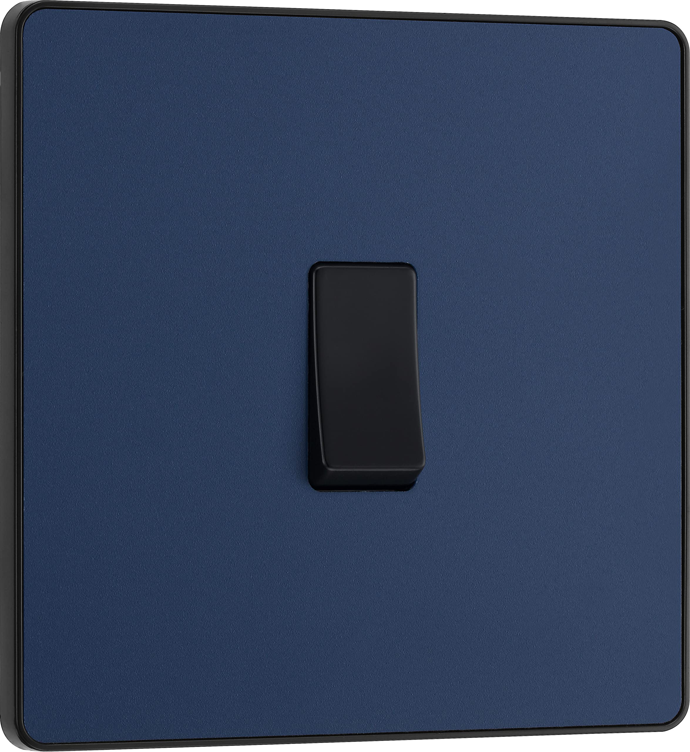 BG Electrical Single Wall Light Switch, 2 Way, Screwless Front Plate, Round Edges, Evolve, Matt Blue, 20A, 16AX, PCDDB12B — image 1