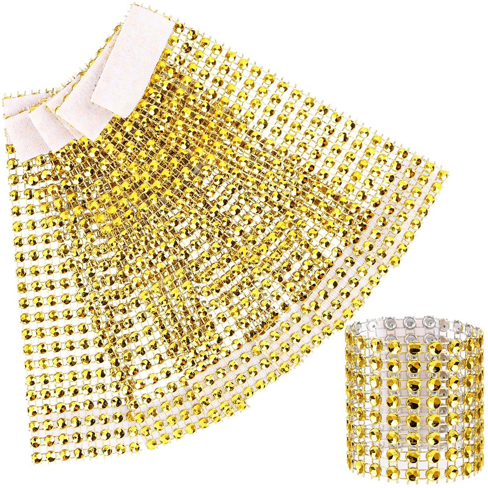 150 Pcs Rhinestone Napkin Rings Rhinestone Mesh Napkin Holders for Wedding Receptions Or Napkin Holder Adornment(Gold) — image 1