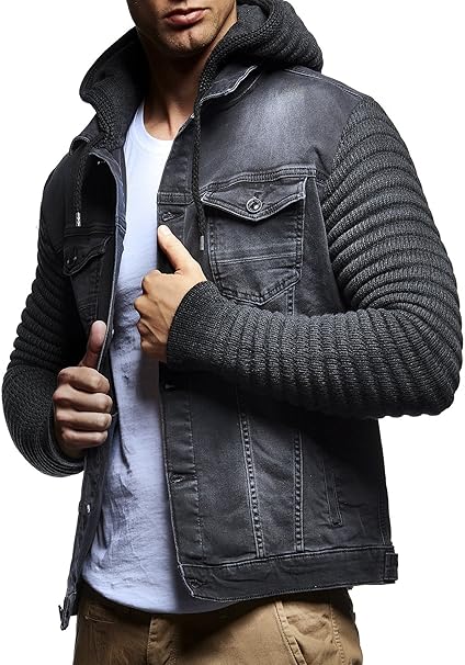 LEIF NELSON Herren Strickjacke Jeansjacke Jacke Sweatjacke LN5240