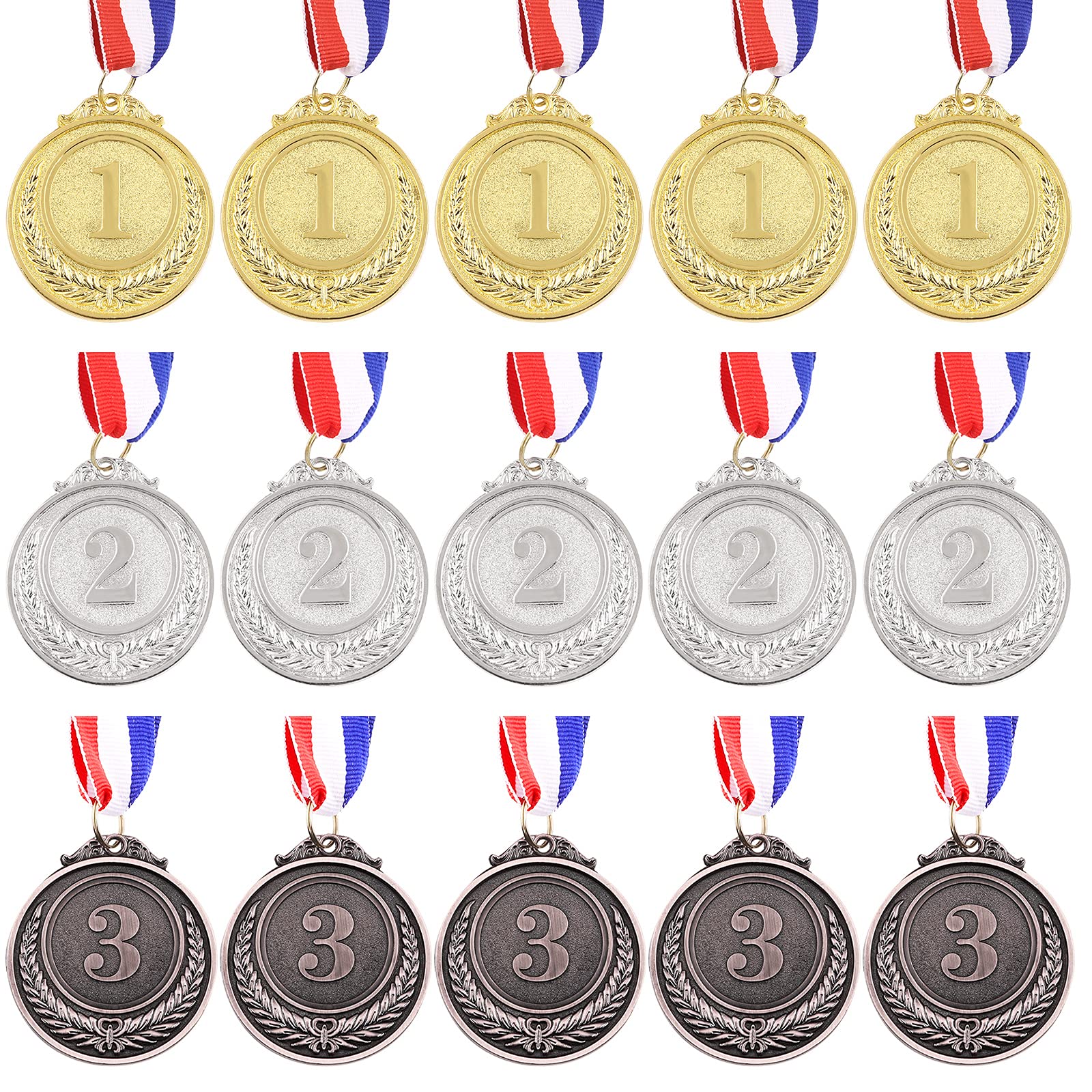 Cimeton Winner Awards Medals Gold Silver Bronze Award Medals with Ribbon for School Sports Meeting Sports Events Competition Recognition (15PCS)…