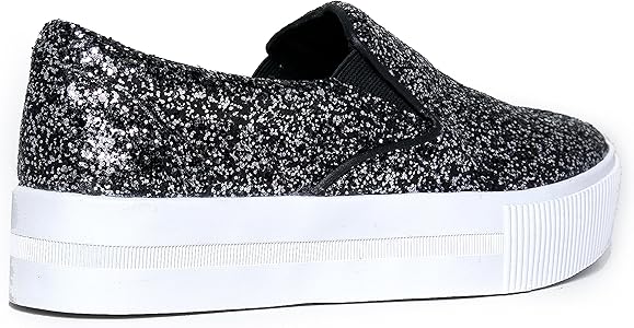 black sparkle slip on sneakers