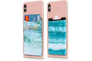 Cardly Wallet | Card and Money Holder for Cell Phone | Sticks On Case (Green & Teal Marble)