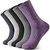 Clothirily 5 Pairs Wool Socks for Women, Thermal Warm Womens Merino Wool Hiking Socks, Cozy Cabin Winter Boot Socks for Women