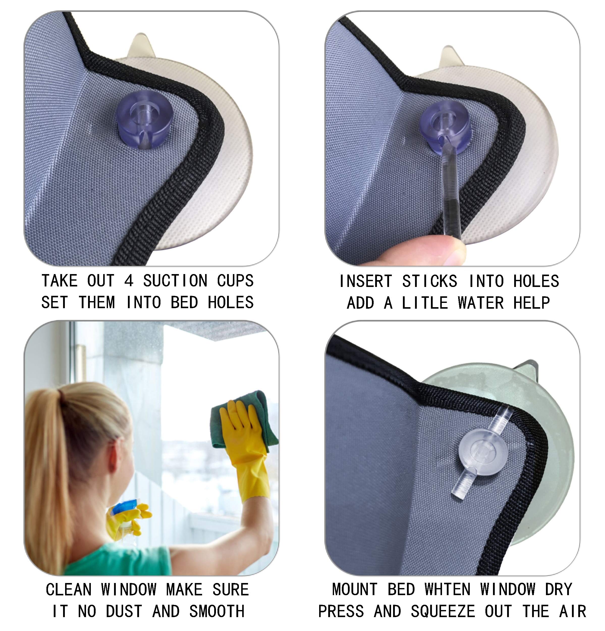 SSZY Cat Window Bed, Cat Window Perch, Cat Car Hammock EZ Mount Sunny Seat Lounger with 4 Suction Cups Cat Resting Sofa Safe Sunbath cat perch window for Cats 60lbs