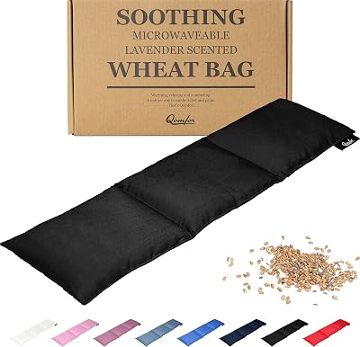 Qomfor Microwavable Wheat Bag Black Lavender Scent 3-Chamber 46x12 cm