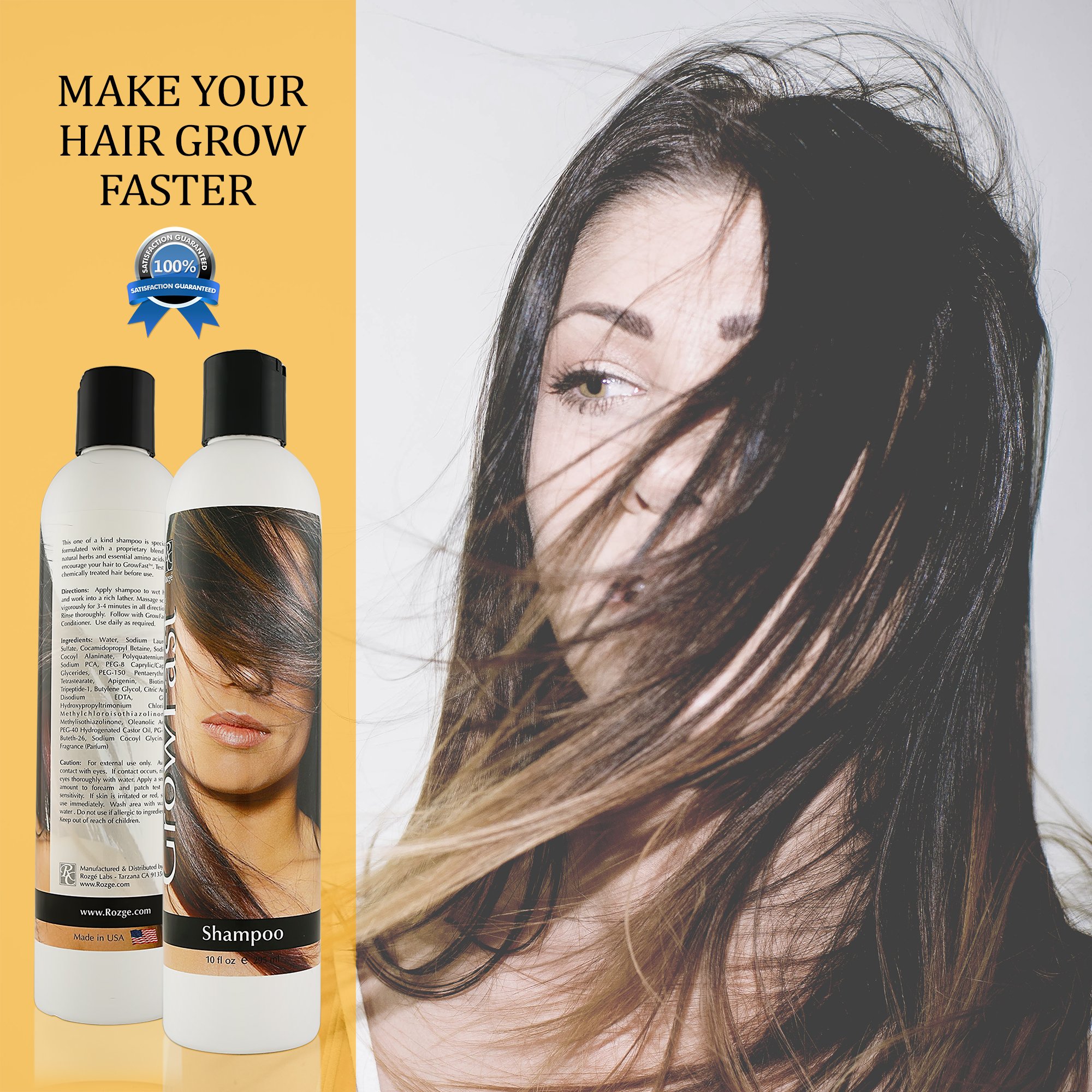 Rozge Cosmeceutical Hair Growth Products - Anti-Loss Repair Treatment Shampoo with Natural Enhancer Vitamins for Regrowth and Support plus Damage Treatments for Women and Men - 10 Ounces