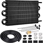 EVIL ENERGY 5/16 in Transmission Oil Cooler Kit, 6 Pass, Black | Aluminum Tube-and-Fin Cooler, CPE Hose Included, Fits 5/16 in. ID Transmission Cooler Lines, Verify Installation Space