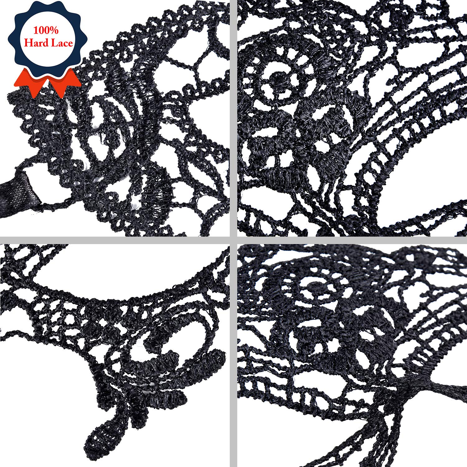 Coxeer 15 PCS Black Lace Mask Masquerade Mask Party Ball Dress Masks Costume Halloween Mask