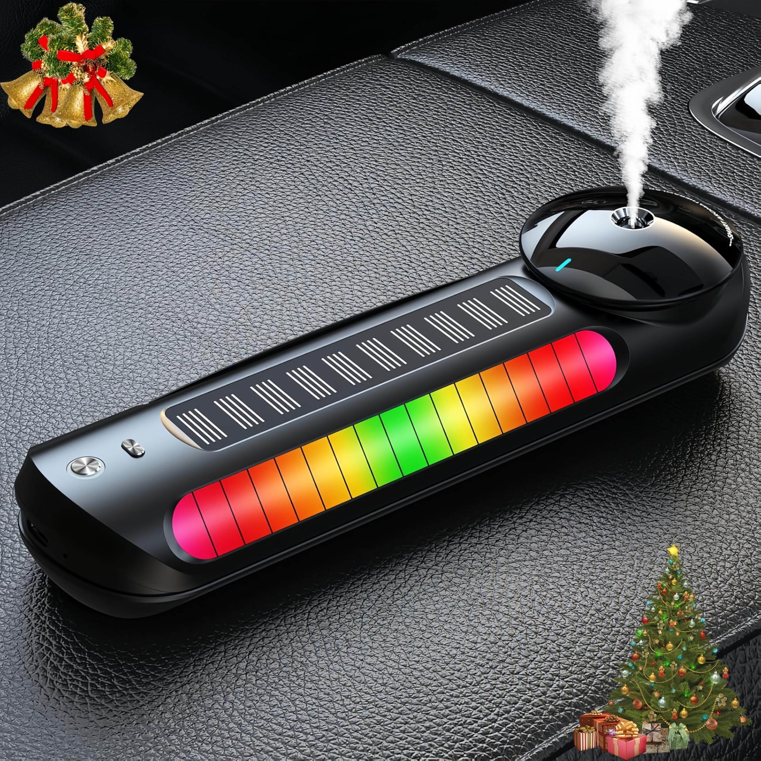 Photo 1 of **AIR FRESHENER BOTTLE EMPTY** Treligate Smart Car Air Freshener with Solar, Car Diffuser with Auto On/Off, Aluminum Alloy Body, 3 Adjustable Concentration, Built-in Battery, Ambient Light, Best Essential Oil Diffuser for Car Black