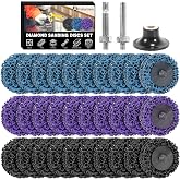 33 PCS 2" Quick Change Diamond Sanding Discs Set Easy Strip Discs, Mix | Paint &amp; Rust Removal, Weld cleaning, Drill &amp; Die Grinder Compatible, Metal Surface Preparation