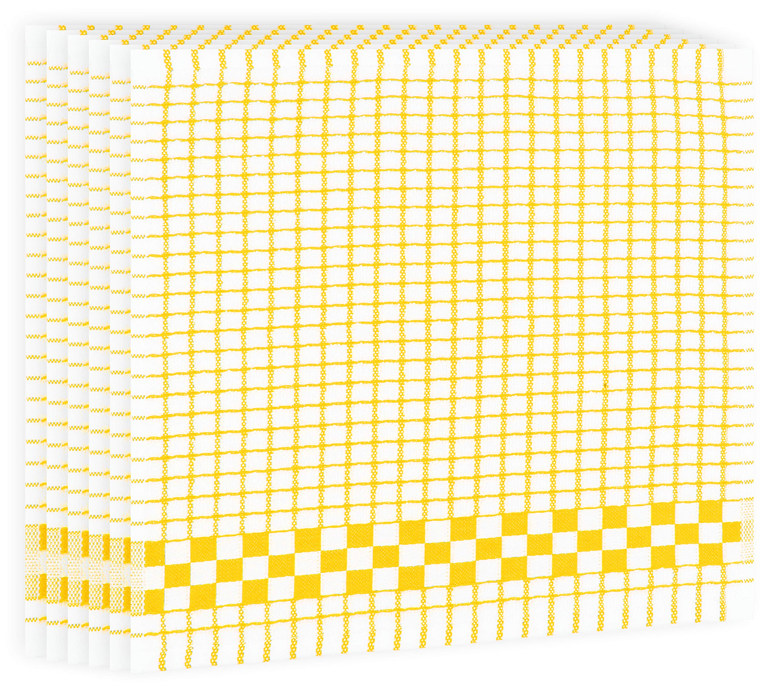 Fecido Classic Kitchen Dish Cloths with Hanging Loop (12 x 12 Inches) - Set of 6, Yellow