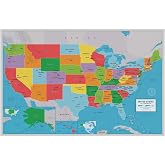 Laminated United States Scholar Map Poster | Educational Elementary School Version | Easy-to-Read Large Labels | 36&rdquo; x 24&rdquo; | Shipped in a Tube, Not Folded | Great for The Home or Classroom