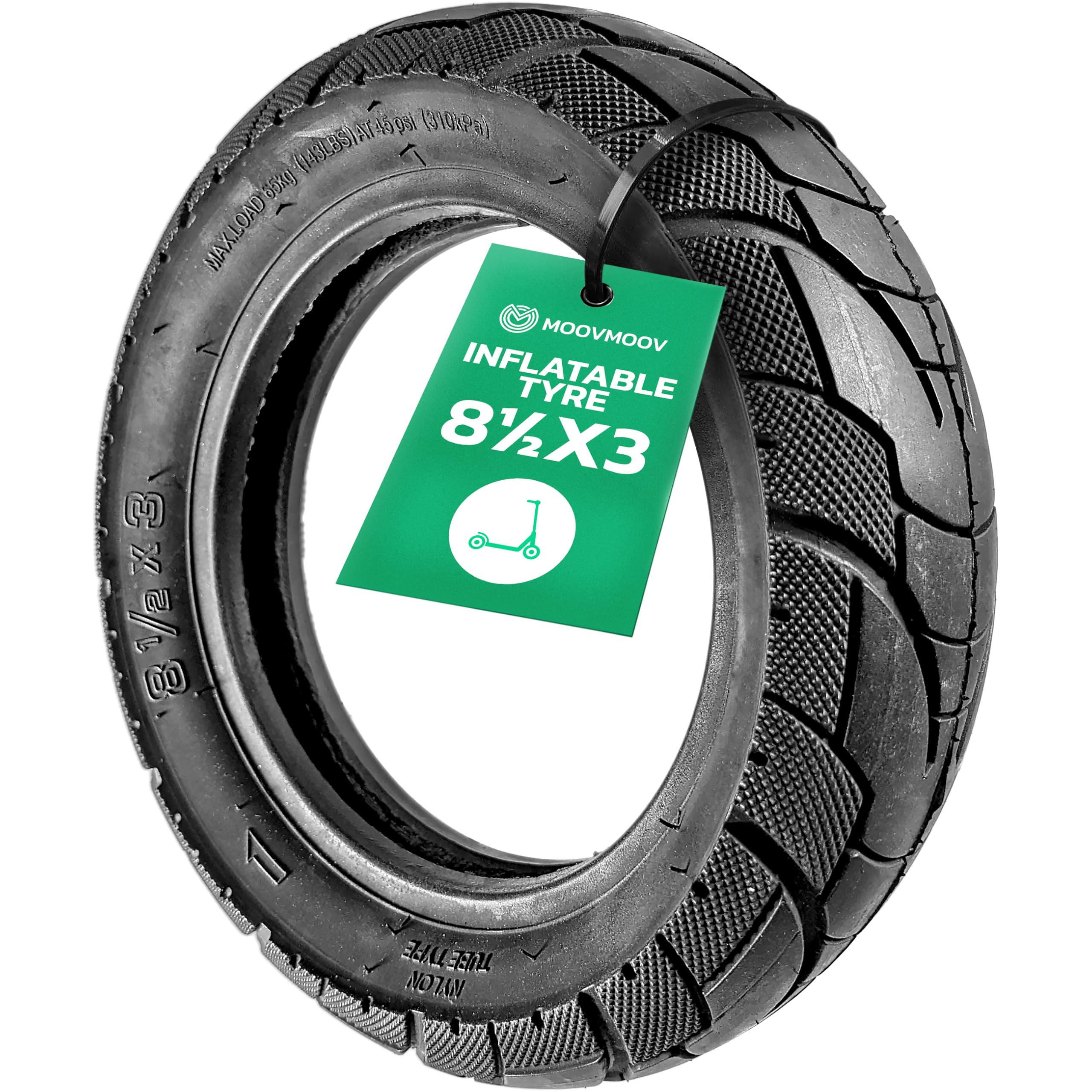MOOVMOOV Inflatable Tyre 8 1/2 x 3 - Inner Tube Not Included | = 8.5x3.0 | For VSett 8, VSett 9, VSett 9+, and 8.5-inch wheels (134 mm rim) | Nylon Tube Type