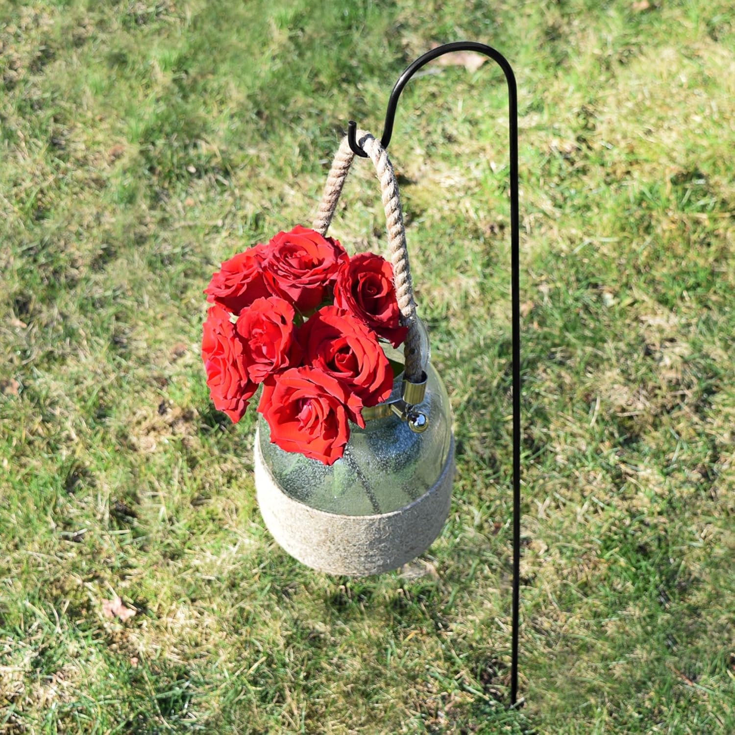 Shepherds Hooks Hanging Solar Lights Steel Garden Stakes Plants Decor