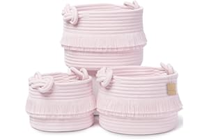 NaturalCozy 3-Piece Boho Decor Storage Basket Set – Cotton Rope Woven Baskets for Organizing! Small Basket for Baby Stuff, Ba
