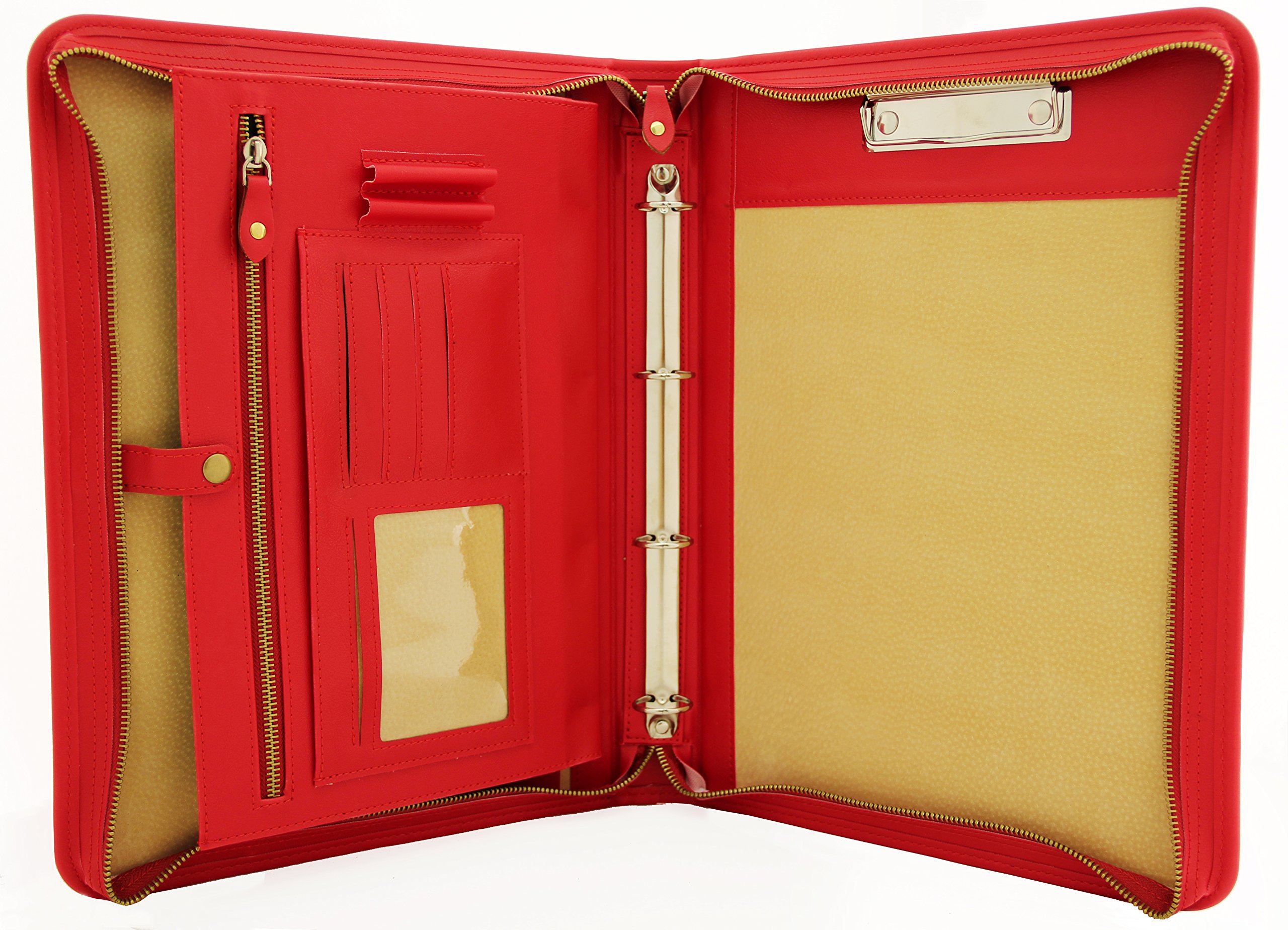 Noda Faux Pu Leather Business Presentation Meeting Conference A4 Folder Ring Binder (Red)