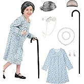 Girls 100 days of school costume Grandma dress Halloween cosplay Little Old Lady Costume for kids