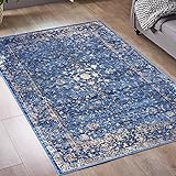 Luxe Weavers Distressed Oriental Blue 8x10 Area Rug for Living Room