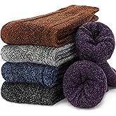 Womens Merino Wool Socks Warm Winter Thermal Hiking Cozy Crew Duty Work Soft Boot Socks 5 Pairs