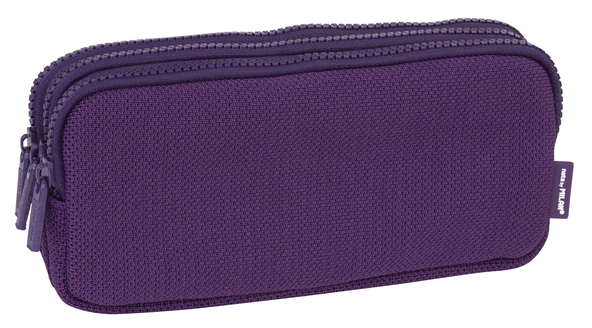 MILAN Portatodo 3 Cremalleras Knit Deep Purple Pencil Cases, 22 cm, (Morado)
