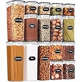 PRAKI Airtight Food Storage Container Set, 16 Pcs BPA Free Plastic Dry Food Canisters for Kitchen Pantry Organization and Sto