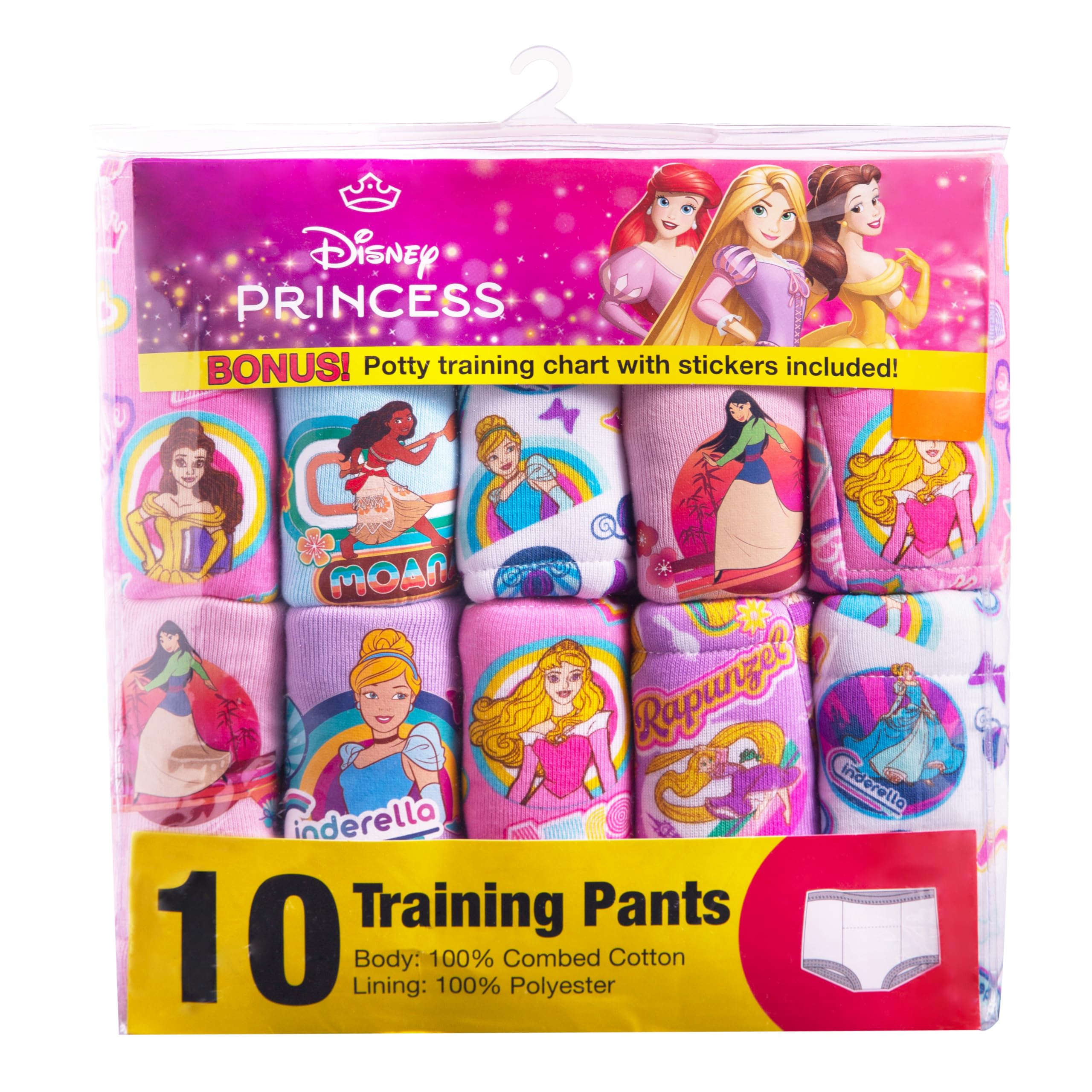 Disney Girls' Princess Potty Training Pants Multipack, PrinTraining10pk, 4T
