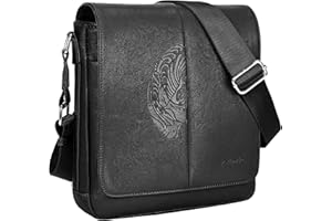 Leathario Crossbody Bags for Men, Vegan Leather Shoulder Bag, Small Messenger Bag, Side Bag for Travel, Business, Daily Use