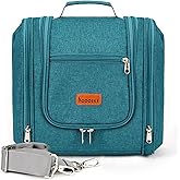 COOSKY Hanging Travel Toiletry Bag for Women and Men, 6 Organizer Compartments, Large Toiletries essentials, Bathroom Cosmetic Accessories, Water-resistant Makeup Bag, Holds Full-Size Shampoo, Blue