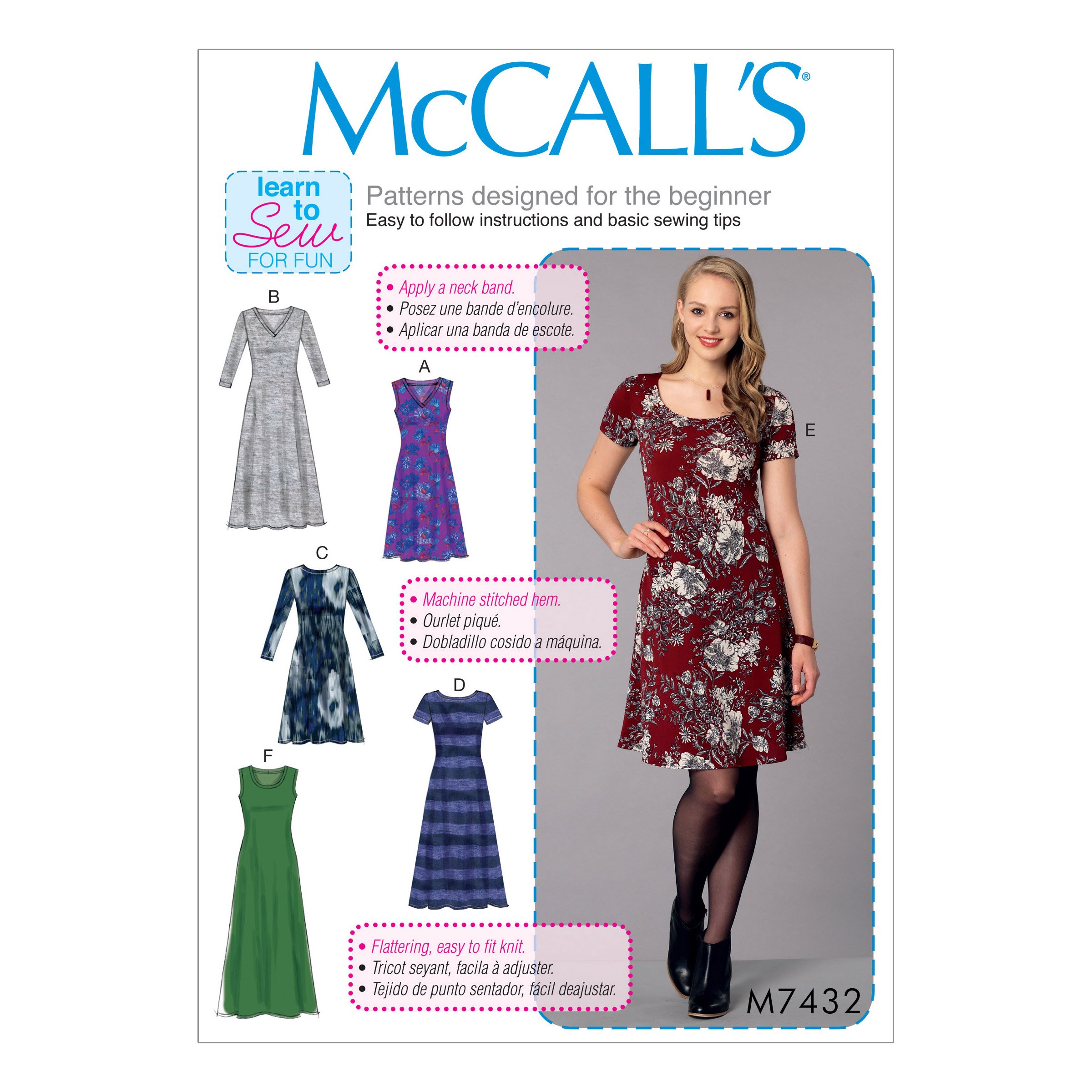 Mccall's Patterns 7432 Y,Misses Dresses,Sizes XSM-MED, Tissue, Multi/Colour, 17 x 0.5 x 0.07 cm