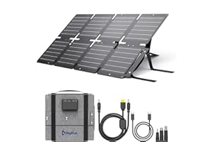 BigBlue 60W Portable Compact Solar Panel with PD 45W USB-C, 20W USB-A, DC Ports for Power Stations, Cellphones, Power Banks, Tablets, IP68 Waterproof, Foldable Camping Solar Charger with Kickstand