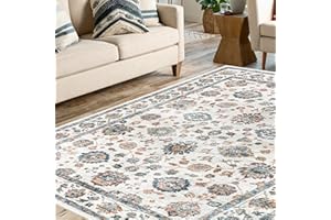 Mcadore 5x7 Washable Vintage Boho Area Rug - Non Slip, Foldable Carpet for Living Room, Bedroom, Kitchen - Beige/Multi - Print Design