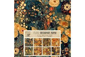 FLONZ Decoupage Paper Pack (24 Sheets 6"x6") Hippe Floral Chaos # Vintage Styled Pattern Paper for Decoupage, Craft and Scrapbooking