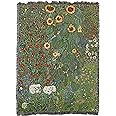 Pure Country Weavers Farm Garden with Sunflowers Blanket by Gustav Klimt - Fine Art Gift Tapestry Throw Woven from Cotton - Made in The USA (72x54)