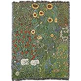 Pure Country Weavers Farm Garden with Sunflowers Blanket by Gustav Klimt - Fine Art Gift Tapestry Throw Woven from Cotton - Made in The USA (72x54)