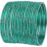 Touchstone "Colorful 2 Dozen Bangle Collection Indian Bollywood Alloy Metal Textured Designer Jewelry Bangle Bracelets Set of 24 for Women