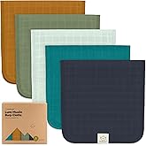 KeaBabies Cotton Muslin Burp Cloths Baby Boy, Girl - 5-Pack Soft & Absorbent Burping Cloth for Babies, Large Baby Towels & Washcloths for Newborn, Spit Up Rags, No Shrink, 20x10" (Eclipse)