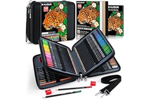 KALOUR Professional Colored Pencils Set, 120 Colors, Art Supplies with Sketchbook and Accessories, Zipper Case