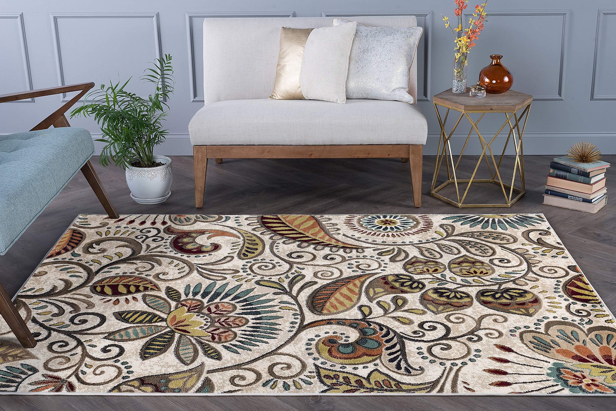 Tayse Giselle Ivory 8x10 Rectangle Area Rug for Living, Bedroom, or Dining Room - Contemporary, Abstract