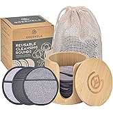 Greenzla Reusable Makeup Remover Pads Premium Set, 12 Pack Microfiber Cotton Pads, Charcoal Cotton Rounds, Bamboo Terry Face Wipes for All Skin Types with Mesh Laundry Bag and Bamboo Storage