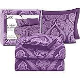 Ultra Soft Wrinkle-Free Microfiber Paisley King Sheet Set, Breathable Boho Bed Sheet Set – 16" Deep Pocket Fitted Sheet, Flat Sheet & 4 Pillowcases, Juegos de Sábanas, OEKO-TEX - Purple